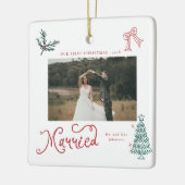 First Christmas Married Mr & Mrs Photo Whimsical Keramisch Ornament (Links)