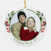 First Christmas Married Under the Mistletoe Photo Keramisch Ornament (Achterkant)