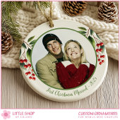 First Christmas Married Under the Mistletoe Photo Keramisch Ornament