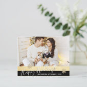 First Christmas Marriott Engaged GOLD | FOTO Feestdagenkaart (Staand voorkant)