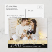 First Christmas Marriott Engaged GOLD | FOTO Feestdagenkaart (Voorkant / Achterkant)