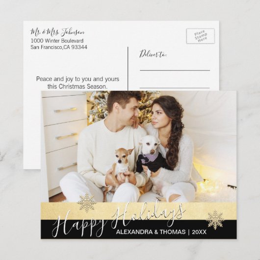 First Christmas Marriott Engaged GOLD | FOTO Feestdagenkaart (Voorkant / Achterkant)