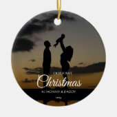 First Christmas Mommy Daddy Family Silhouette Keramisch Ornament (Voorkant)