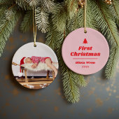 First Christmas Monogram Photo Holiday Ornament