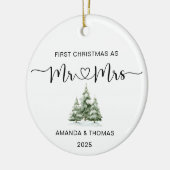 First Christmas Mr and Mrs Wedding Keramisch Ornament (Links)