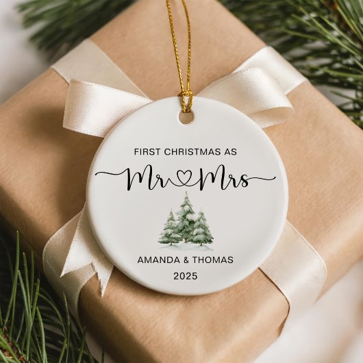 First Christmas Mr and Mrs Wedding Keramisch Ornament