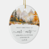 First Christmas Mr Mrs Mountain Forest Wedding Keramisch Ornament (Rechts)