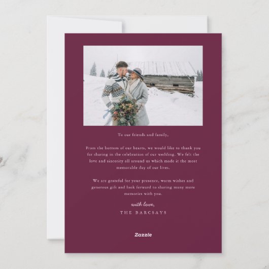 First Christmas Mr Mrs Newlywed Photo Cranberry Feestdagenkaart (Achterkant)