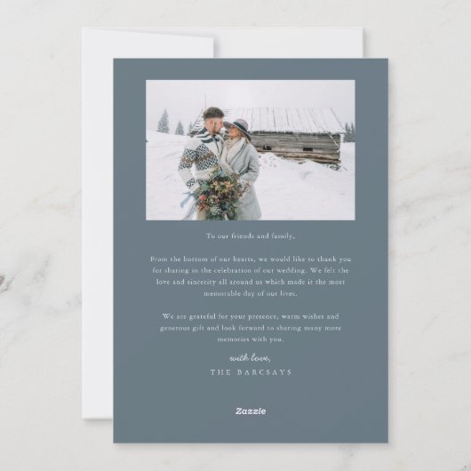 First Christmas Mr Mrs Newlywed Photo Slate Blue Feestdagenkaart (Achterkant)