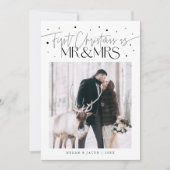 First Christmas Mr Mrs Newlywed Photo White Feestdagenkaart (Voorkant)