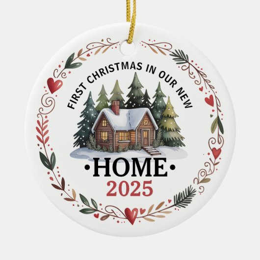 First Christmas New Home Customizable Photo Keramisch Ornament (Voorkant)