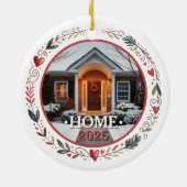 First Christmas New Home Customizable Photo Keramisch Ornament (Achterkant)