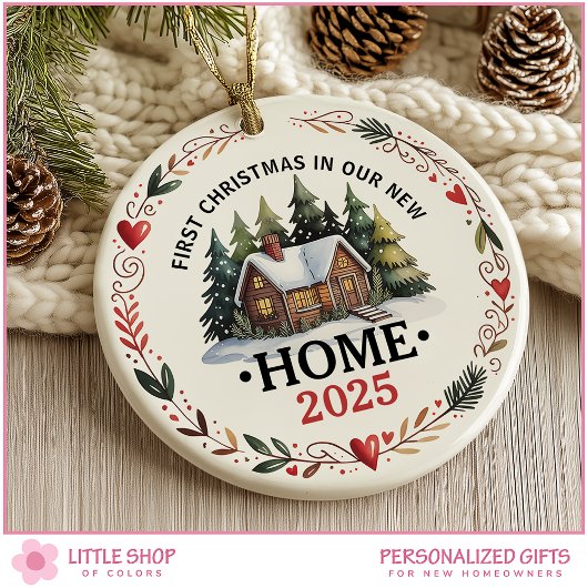 First Christmas New Home Customizable Photo Keramisch Ornament