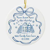 First Christmas New Home Sweet Home Blue Whimsical Keramisch Ornament (Voorkant)