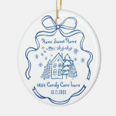 First Christmas New Home Sweet Home Blue Whimsical Keramisch Ornament (Links)
