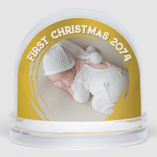 First Christmas Newborn Baby Gold Sneeuwbol (Voorkant)