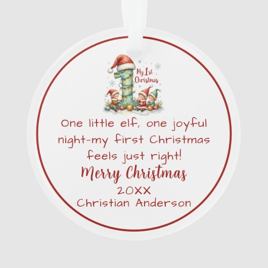 First Christmas Ornament – Elves (achterkant)