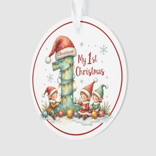 First Christmas Ornament – Elves (voorkant)
