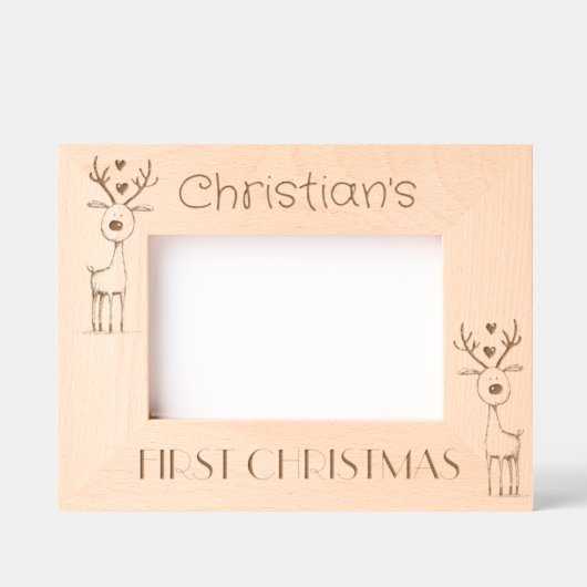 First Christmas, Personalized 6 x 4" Landscape Gegraveerde Lijstjes (Voorkant)