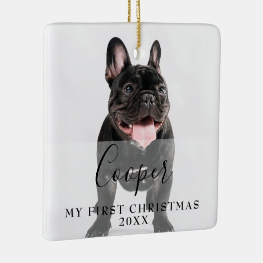 First Christmas Pet 2 Photo Script Name Keramisch Ornament (Rechts)