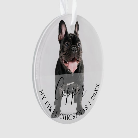 First Christmas Pet 2 Photo Script Name Ornament (voorkant)