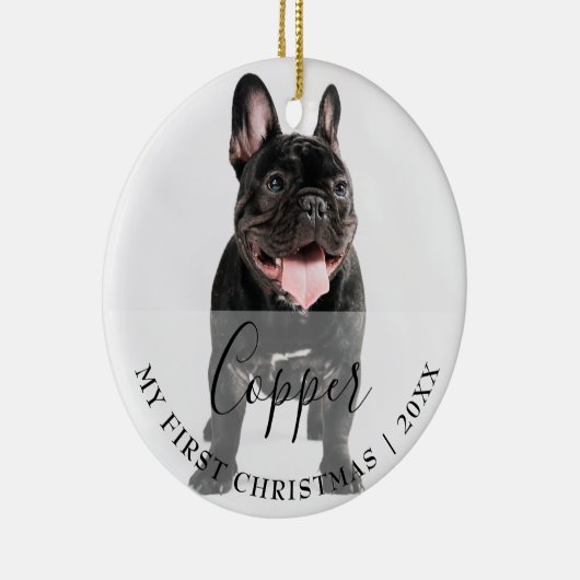 First Christmas Pet 2 Photo Script Name Ornament (Rechts)