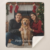 First Christmas Photo Sherpa Blanket Newlywed Gift Sherpa Deken (Voorkant)