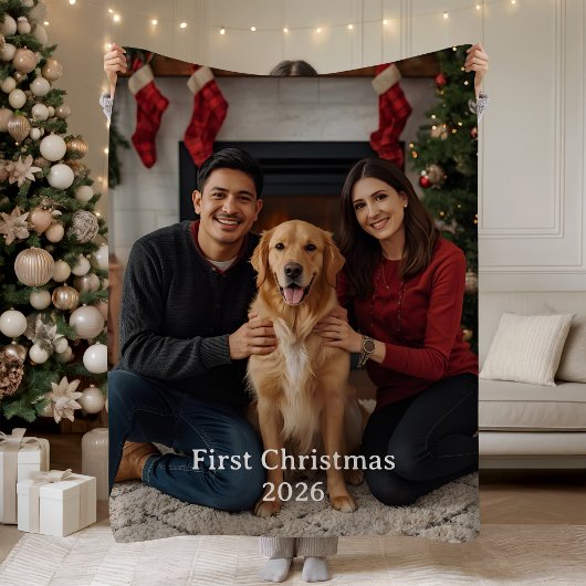 First Christmas Photo Sherpa Blanket Newlywed Gift Sherpa Deken