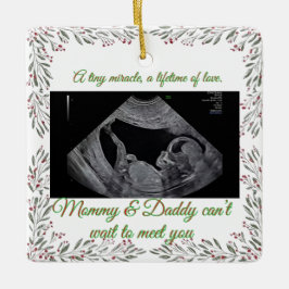 First Christmas Pregnancy Ultrasound Photo Holiday Keramisch Ornament