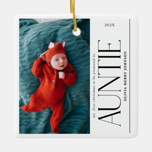 First Christmas Promoted Auntie  Daddy Photo Keramisch Ornament (Voorkant)