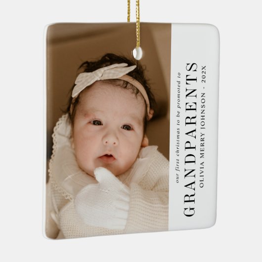 First Christmas Promoted Grandparents 2 Photos  Keramisch Ornament (Rechts)