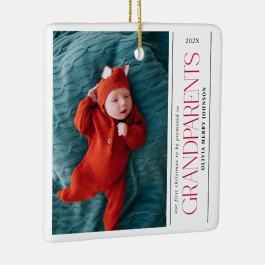 First Christmas Promoted Grandparents Daddy Photo Keramisch Ornament (Rechts)