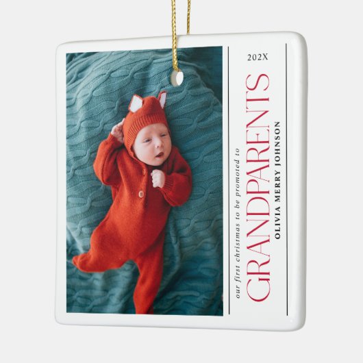 First Christmas Promoted Grandparents Daddy Photo Keramisch Ornament (Links)