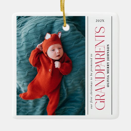 First Christmas Promoted Grandparents Daddy Photo Keramisch Ornament (Voorkant)
