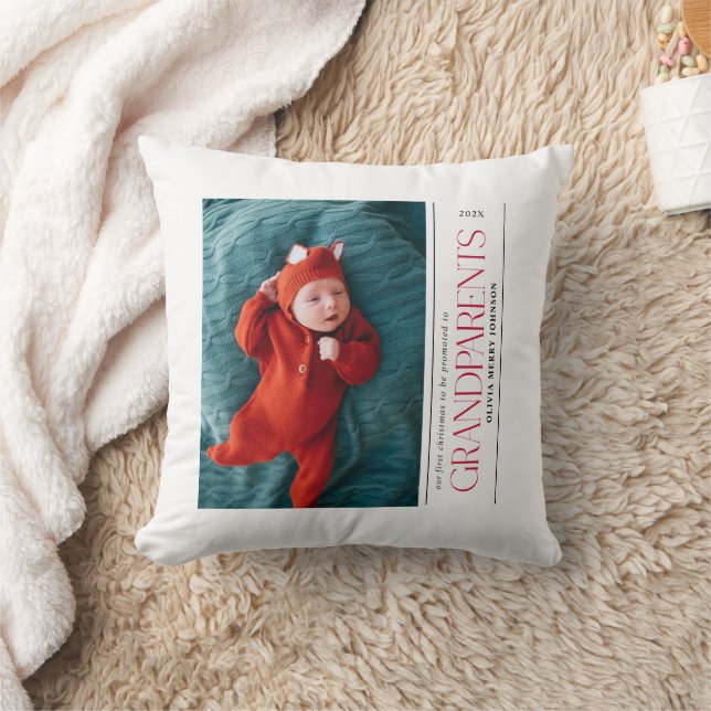 First Christmas Promoted Grandparents Daddy Photo Kussen (Deken)