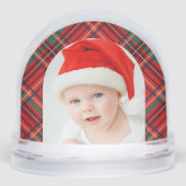 First Christmas red plaid two photo snow globe Sneeuwbol (Voorkant)