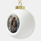 First Christmas Together Couple Name Photo Keramische Bal Ornament (Rechts)
