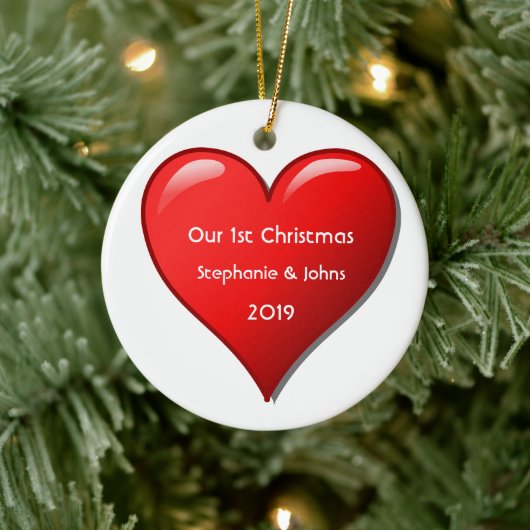 First Christmas Together Cute Red Heart 2019 Cool Keramisch Ornament (Boom)