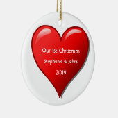First Christmas Together Cute Red Heart 2019 Cool Keramisch Ornament (Rechts)