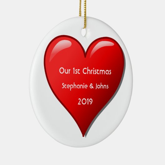 First Christmas Together Cute Red Heart 2019 Cool Keramisch Ornament (Rechts)
