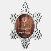 First Christmas together love tree rustic wood Tin Sneeuwvlok Ornament (Rechts)