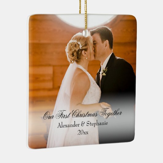 First Christmas Together Square Photo Keramisch Ornament (Rechts)