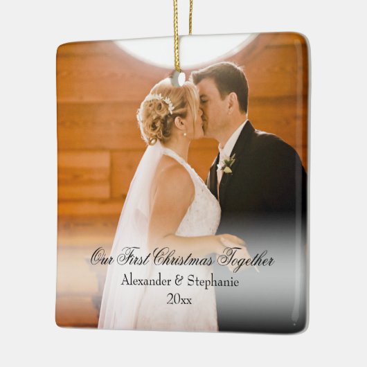 First Christmas Together Square Photo Keramisch Ornament (Links)