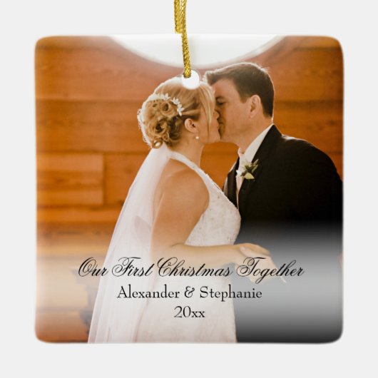 First Christmas Together Square Photo Keramisch Ornament (Voorkant)