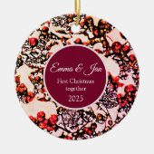 First Christmas together winter berries Keramisch Ornament (Voorkant)