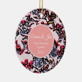 First Christmas together winter berries Keramisch Ornament (Rechts)