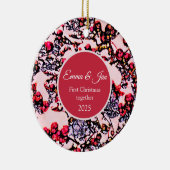 First Christmas together winter berries Keramisch Ornament (Rechts)