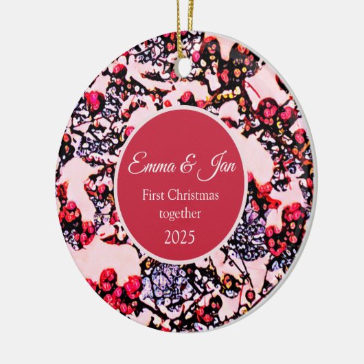 First Christmas together winter berries Keramisch Ornament (Links)