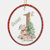 First Christmas Watercolor Teddy Bear Keramisch Ornament (Links)