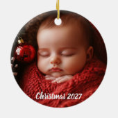 First Christmas Watercolor Teddy Bear Keramisch Ornament (Achterkant)